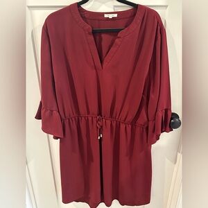 Elegant Red V-Neck Dress